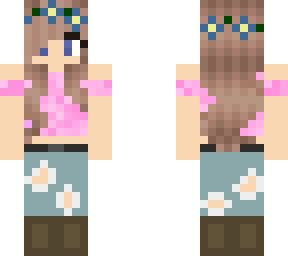 pink and blue flower girl