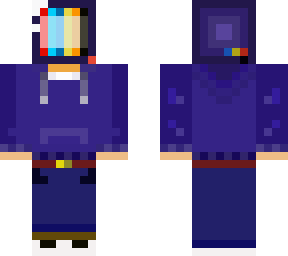 tv head with purple hoodie