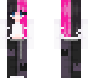black and pink hair