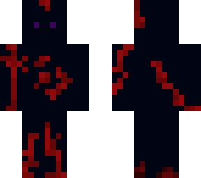 scary black skin with purple eyes and some blood