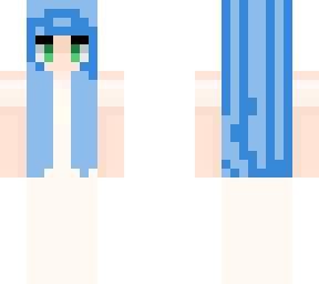 blue hair white dress