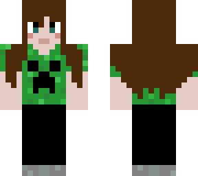 girl with brown hair and creeper shirt and black pants