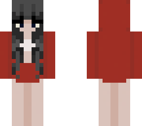 black hair red hoodie girl
