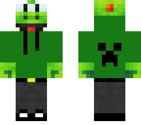 yoshi with a green creeper hoodie