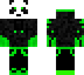 panda with green and black hoodie