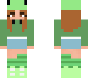 frog girl with jean shorts