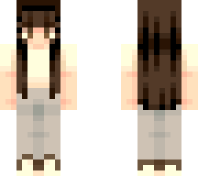 brown hair, white shirt