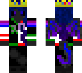galaxy dragon elf with ranboo varsity jacket, technoblade's crown, and ribbon.