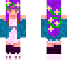 girl with purple hair and flowers in hair