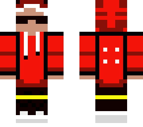 dude with glasses, red and black outfit