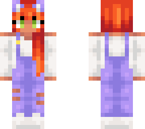 cute ginger catgirl w/ purple overalls