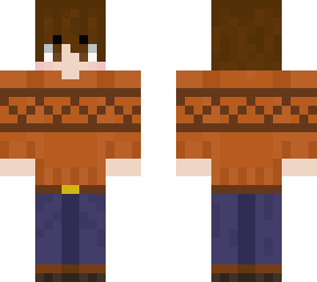 boy with orange and brown sweater