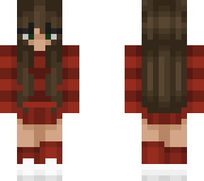 Cute red girl with brown hair | Minecraft Skin
