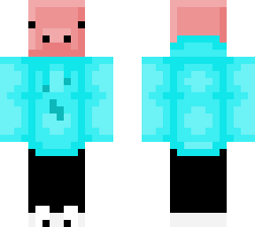 blocky pig blue hoodie
