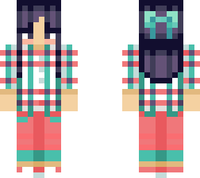 plaid purple hair girl with bow