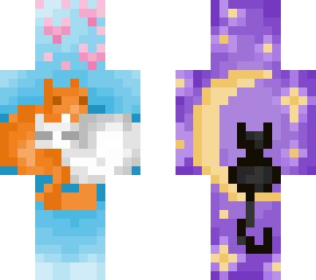 kitty love + cat on the moon pixal art