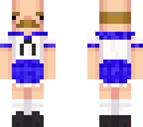 old man blue skirt