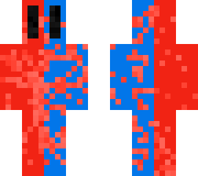 red and blue with blood