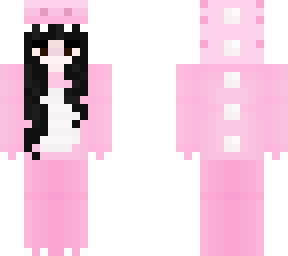 black hair girl in pink dino