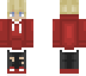 guy with blond hair and red hoodie