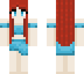 redhead blue outfit