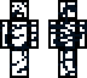 white man with black lines and blue paritcals