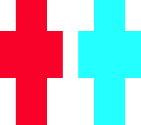 red and light blue