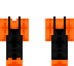 ob - long orange sleeves w/ black overalls