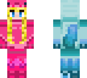 Pink and blue axolotl | Minecraft Skin