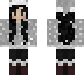 updated snowball warriors grey coat, black hair, brown eyes