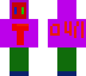 red guy purple sweater with t