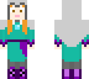 teal and purple dress with silver cloak