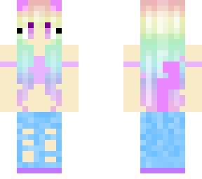 cute girl with pastle rainbow long hair