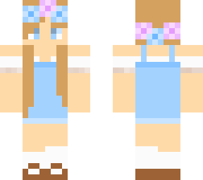 brown hair summer girl overalls with flower crown