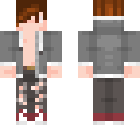 shirtless guy with gray jacket on