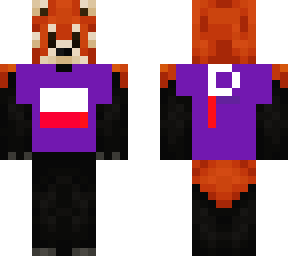 red panda with purple  t shirt with poland flag and poland p