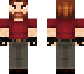 meps red t,shirt / greay pants no glasses