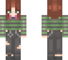 auburn-haired girl with striped top