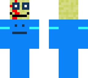 blue guy carrying creepy face