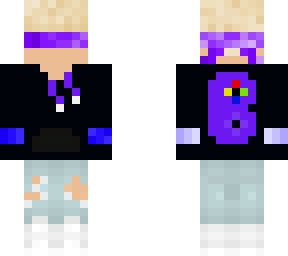 blonde boy with a purple band for his eyes