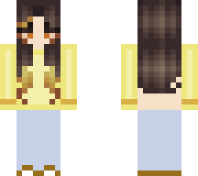 girl wearing yellow shirt with fake gold in braclet shoes and hair base used