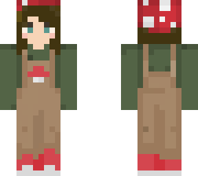 brown overalls + mushroom