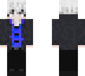 in white hair vest color blue