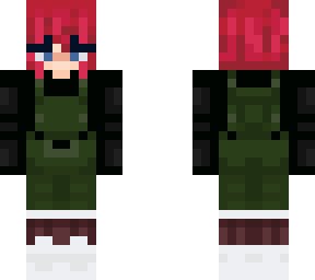 pink hair girl with overalls