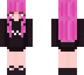 pink hair black pullover