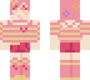 cute pink yellow floral character with flowers and stripes