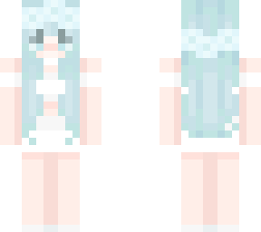 blue hair and white skirt