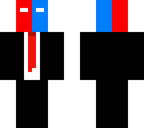 red and blue in a suit