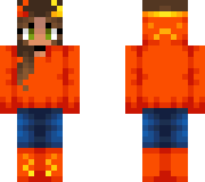 cute orange creeper hoodie girl