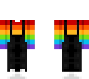 ob - black overalls w/ rainbow shirt